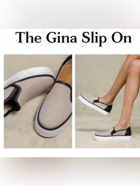 M.GEMI GINA SLIP ON SNEAKER  LINEN AND LEATHER SIZE 39 EUC